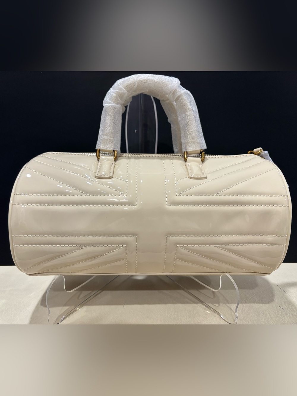 Kurt Geiger Bag Kensington White Leather UJ Barrel Moto Boho Chic Wedding Resort - Picture 6 of 7